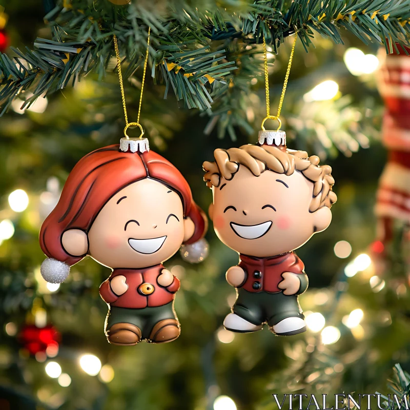 AI ART Charming Holiday Decor: Smiling Children Ornaments