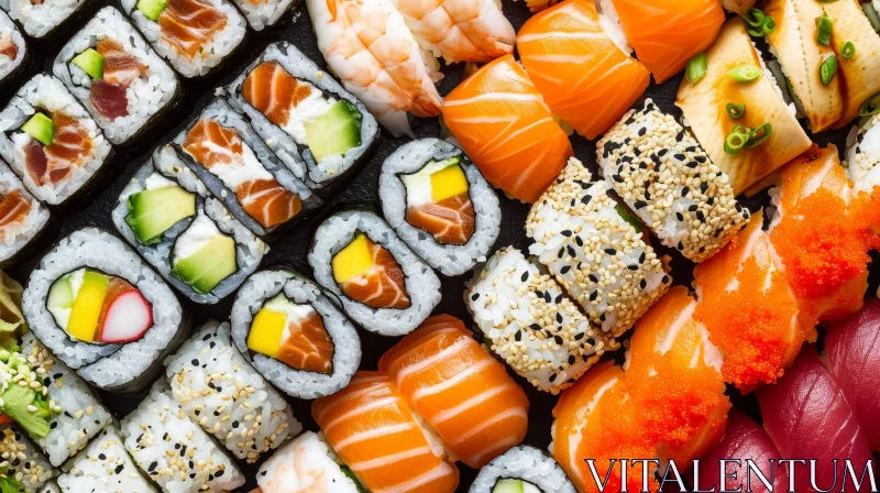 Exquisite Sushi and Rolls: A Gastronomic Delight AI Image