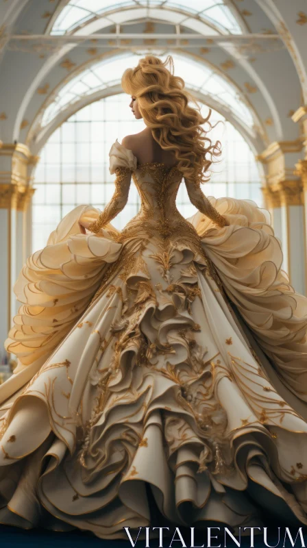Golden Belle in Rococo Setting: An Artistic Perspective AI Image