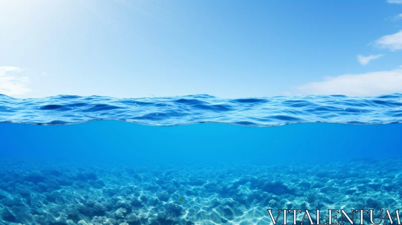 Underwater View of Blue Waves in the Ocean | Environmental Awareness AI Image