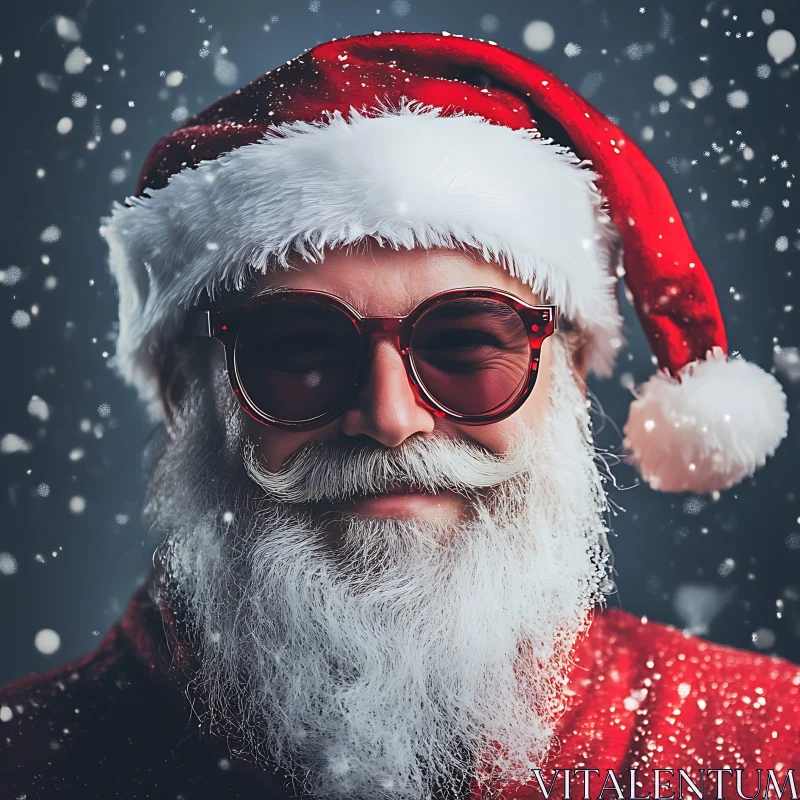 Festive Santa Claus Portrait in Snow AI Image