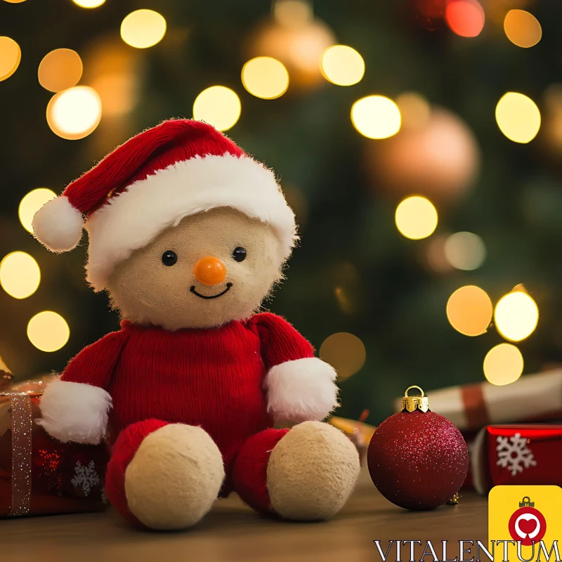 Festive Plush Santa Doll in Holiday Setting AI Image