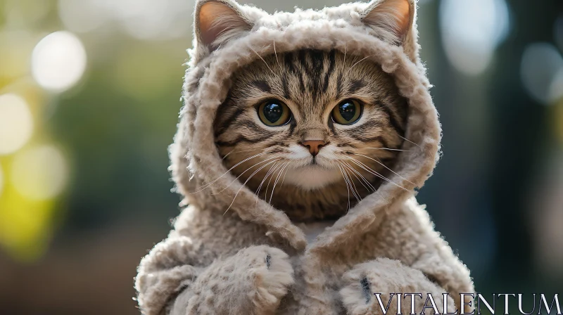 Cute Cat Portrait in Hooded Outfit AI Image