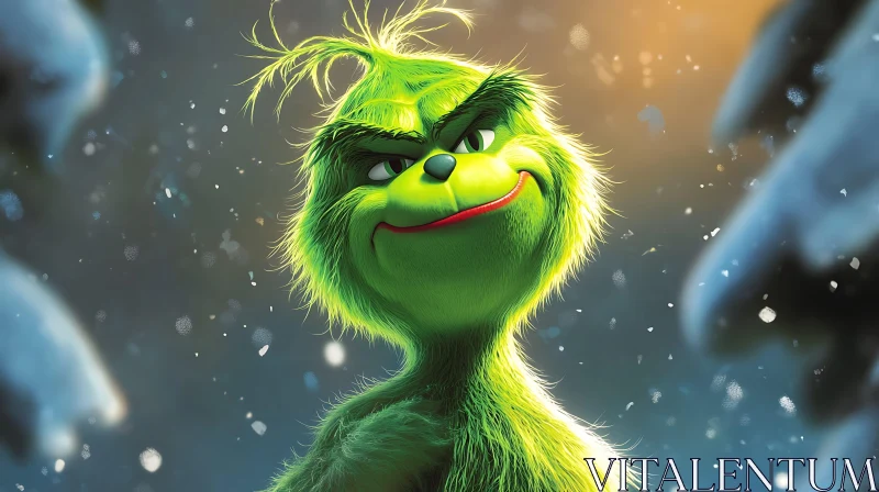 Animated Grinch in Winter Scene AI Image