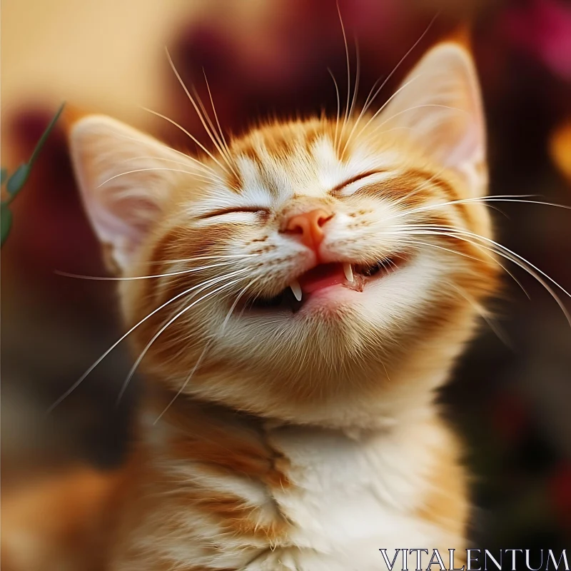 Smiling Ginger Kitten Portrait AI Image