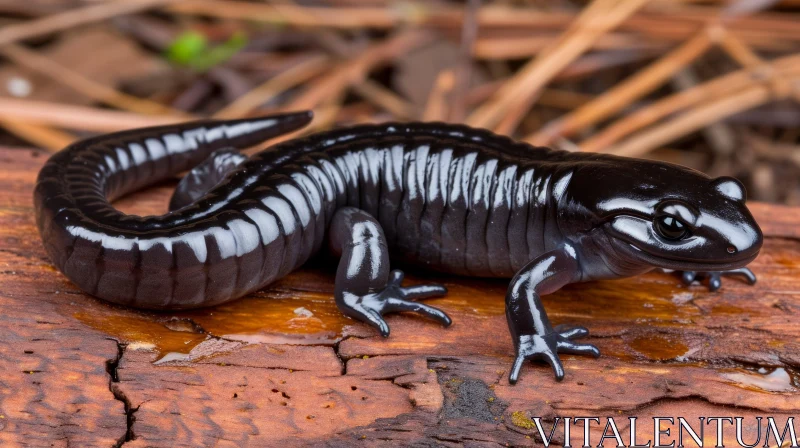 Black Salamander on Wood - Stunning Nature Photography AI Image