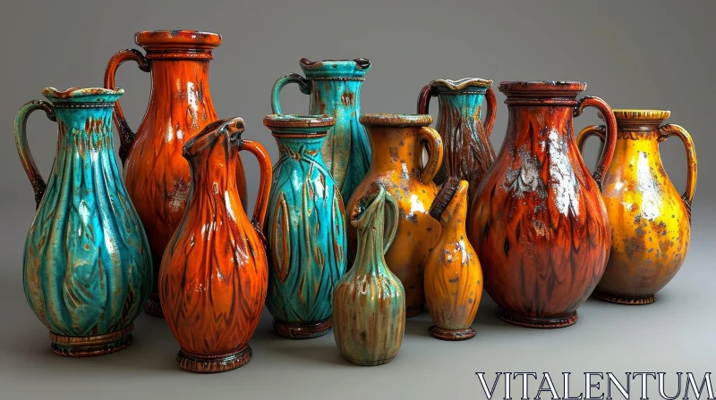 Captivating Ceramic Vases - Unique Shapes & Colors | Artistic Imagery AI Image