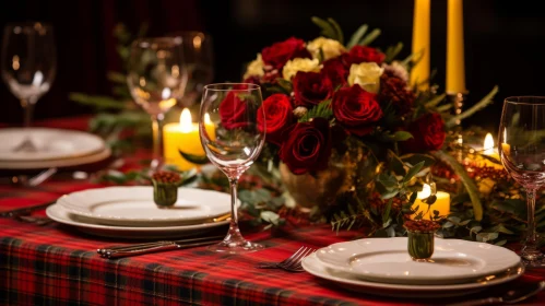 Captivating Table Setting with Red Roses and Candles | Xmaspunk Delight