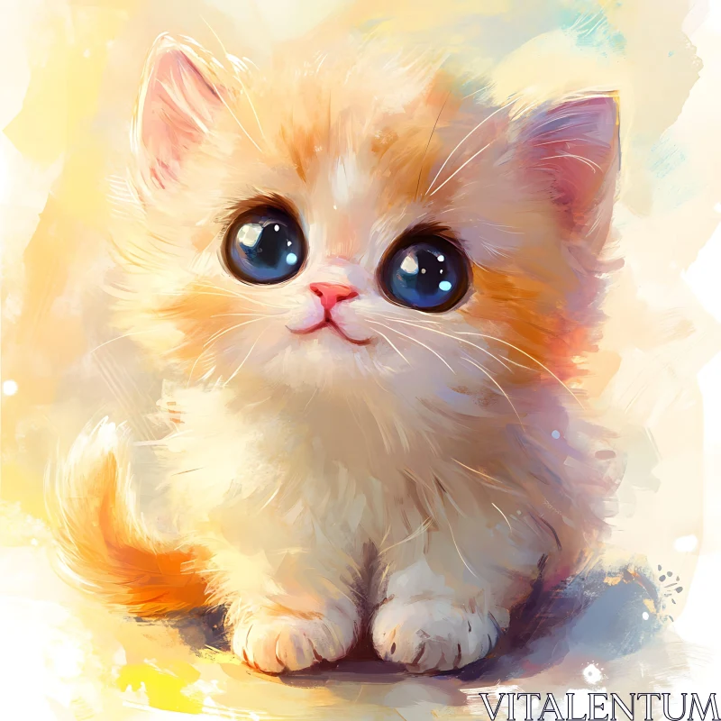 Charming Orange and White Kitten with Cute Big Eyes AI Image