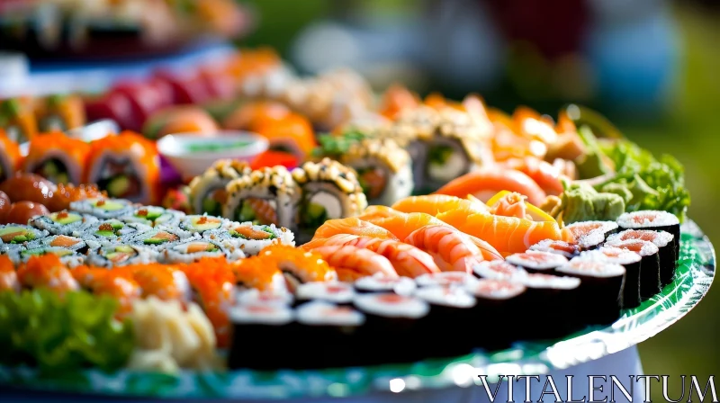 Delicious and Fresh Sushi Platter | Close-Up Photo AI Image
