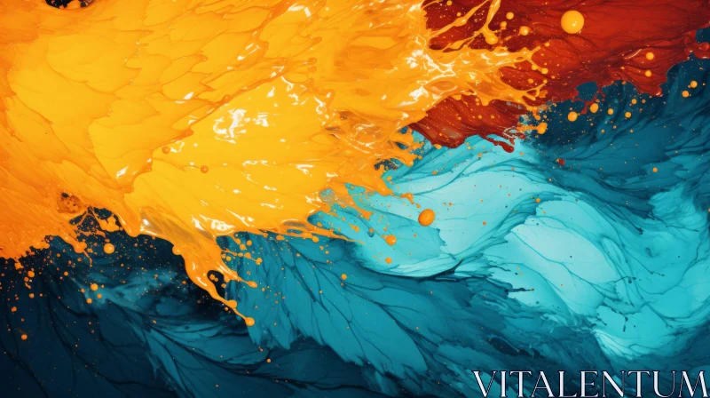 Orange and Blue Paint Splash Wallpaper - Tumblewave Art AI Image