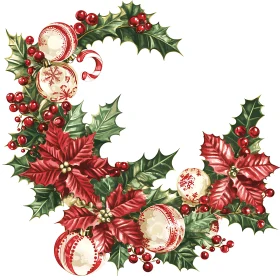 Festive Holiday Wreath with Red and Green Elements