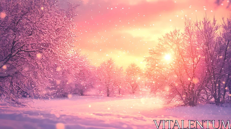 Winter Wonderland at Dusk AI Image