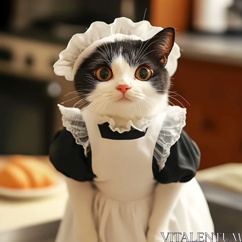 Charming Feline Maid Outfit AI Image