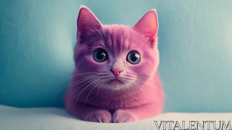 Adorable Pastel Pink Cat AI Image