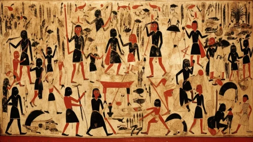 Ancient Egyptian Daily Life Wall Painting