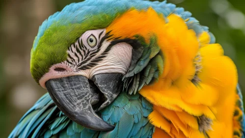 Close-up of a Blue-and-Gold Macaw in a Tropical Rainforest