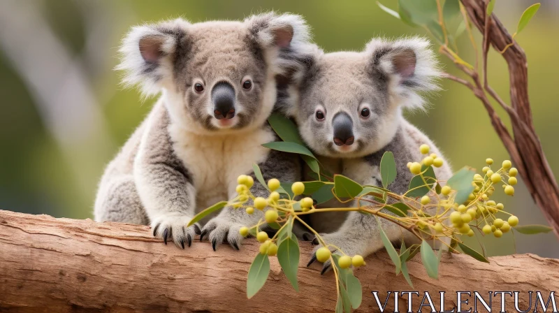Enchanting Koalas on Tree Branch AI Image