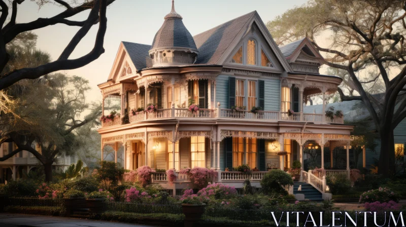 Enchanting Victorian House at Dusk | Hyper-Detailed Rendering AI Image