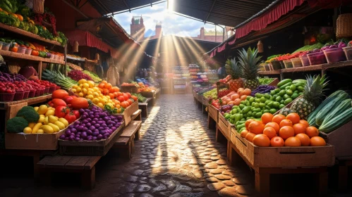 Sunlit Produce Market in Marrakesh: A Captivating Scene