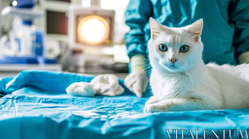 AI ART White Cat in Veterinary Clinic