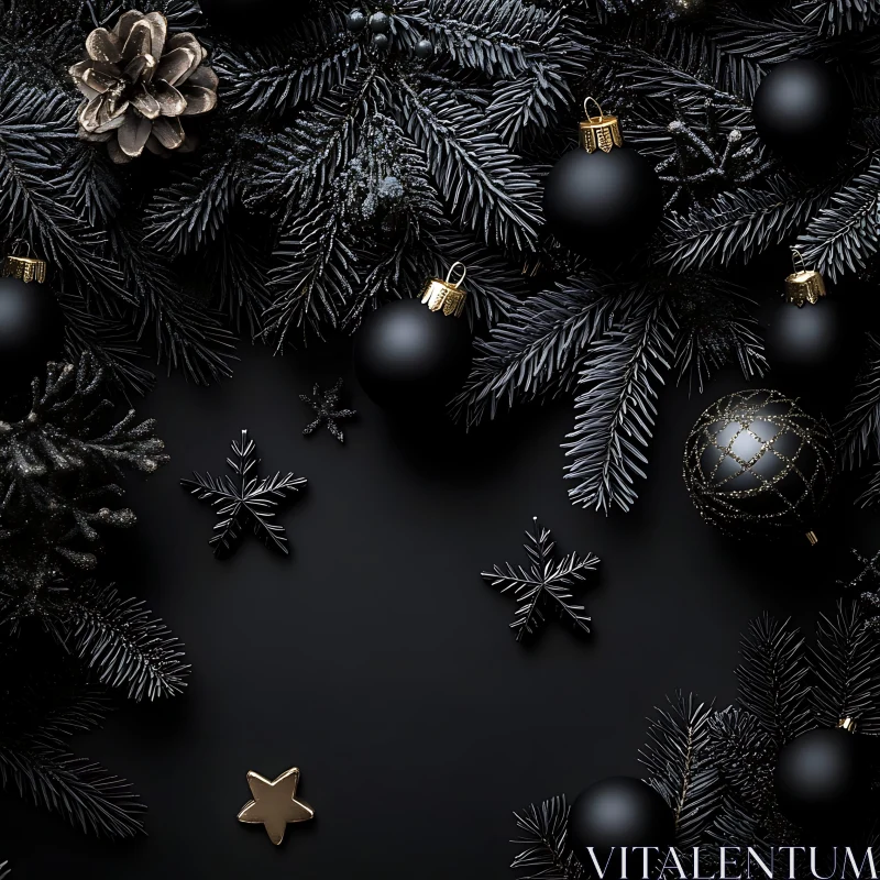 AI ART Sophisticated Matte Black Holiday Decorations