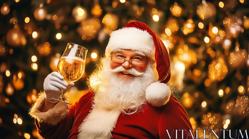 AI ART Festive Santa Enjoying a Christmas Drink