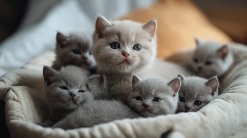 Cute Furry Kittens with Blue Eyes