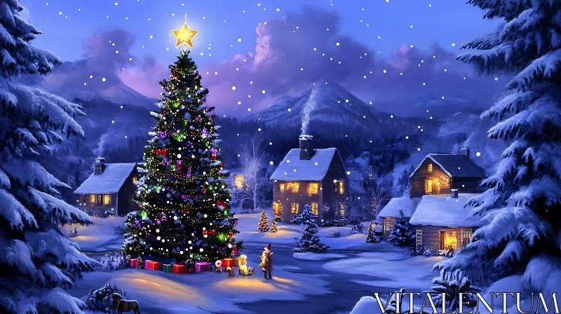 Magical Christmas Eve in Winter Wonderland AI Image