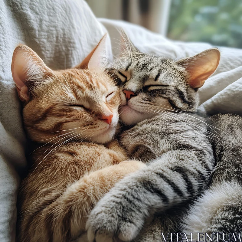 Two Cats Sleeping Peacefully Together AI Image