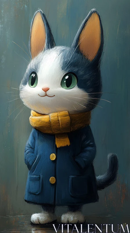 AI ART Cute Cat in Scarf and Coat