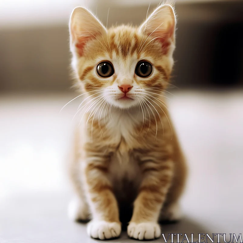 Cute Ginger Kitten Sitting Calmly AI Image