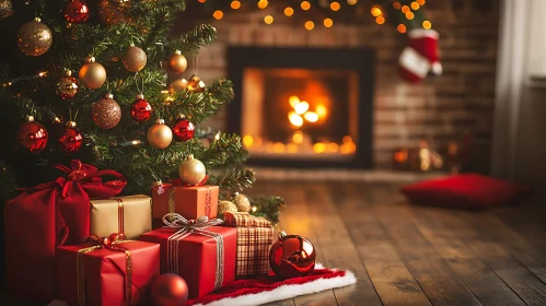 Holiday Decor: Christmas Tree and Festive Gifts