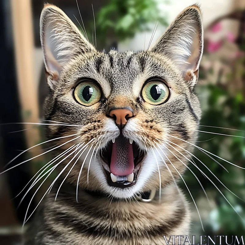 AI ART Surprised Tabby Cat Close-Up