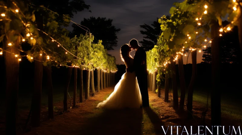 Enchanting Vineyard Wedding Night Photography AI Image