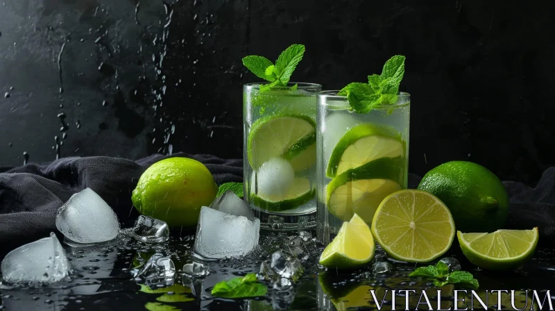 Exquisite Mojito Cocktail: A Refreshing Blend of Rum and Lime AI Image