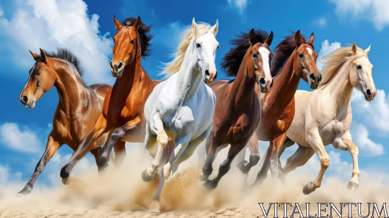 Galloping Horses in the Desert | Nature Photography AI Image