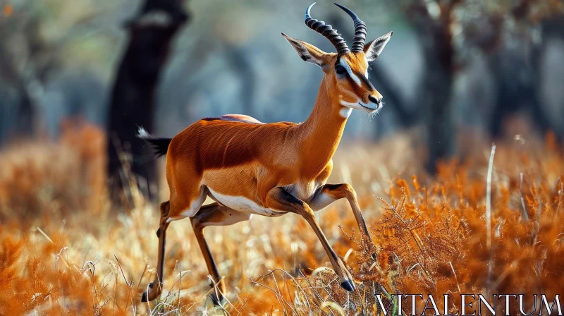 Graceful Gazelle Running in a Lush Field - Wildlife Photography AI Image