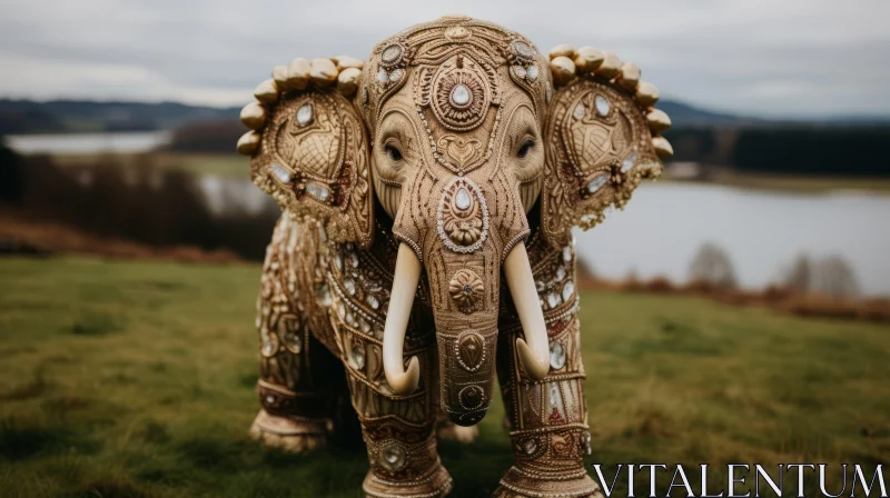 Intricate Elephant Statue: A Fusion of Eastern and Western Craft AI Image