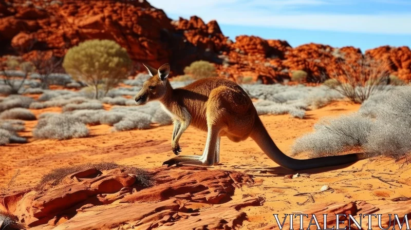 Kangaroo in the Desert: A Majestic Scene of Wildlife AI Image