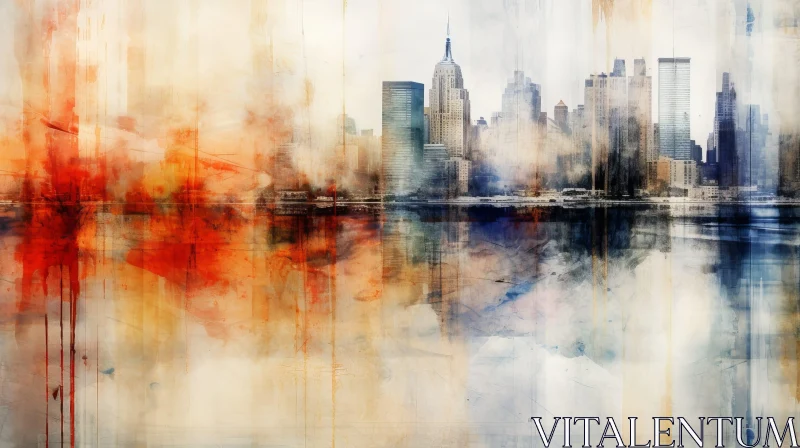 Tranquil Cityscape Watercolor Painting AI Image