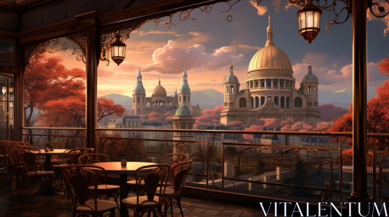 Whimsical Cafe Scene with Art Nouveau Inspiration | High-Quality Image AI Image
