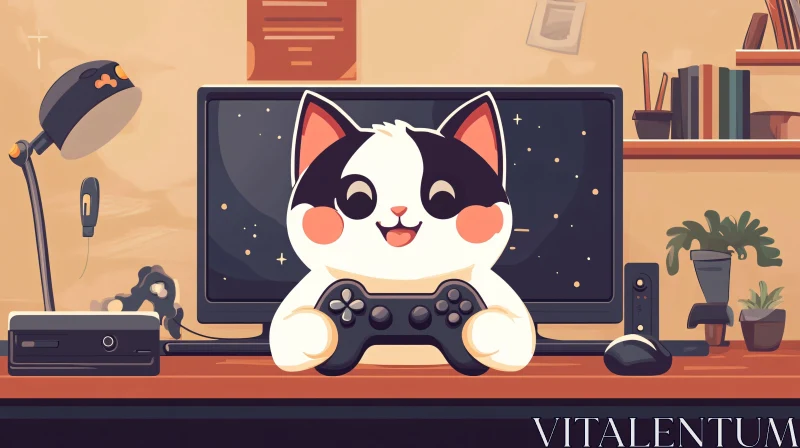 AI ART Adorable Cat Gaming Animation