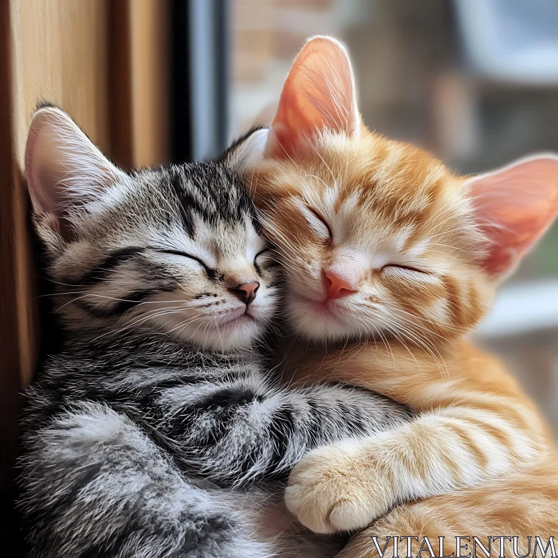 Peaceful Sleep of Cuddling Kittens AI Image