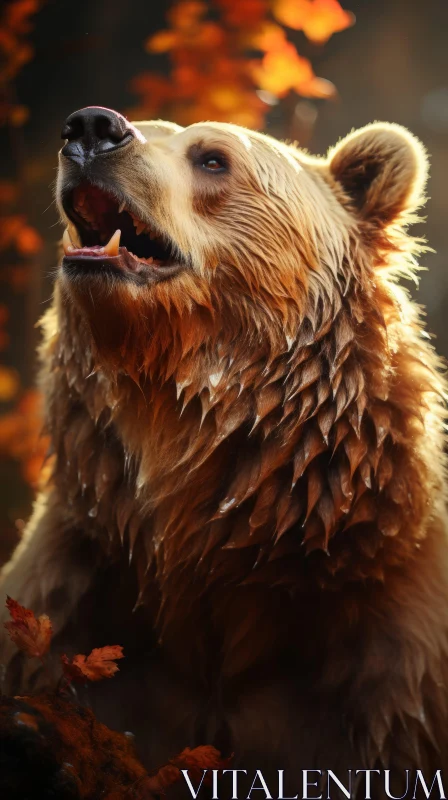 Bear in Forest: Detailed Texture and Warm Tones AI Image
