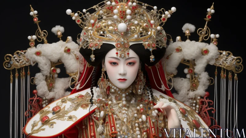 Chinese Woman in Elaborate Headdress AI Image