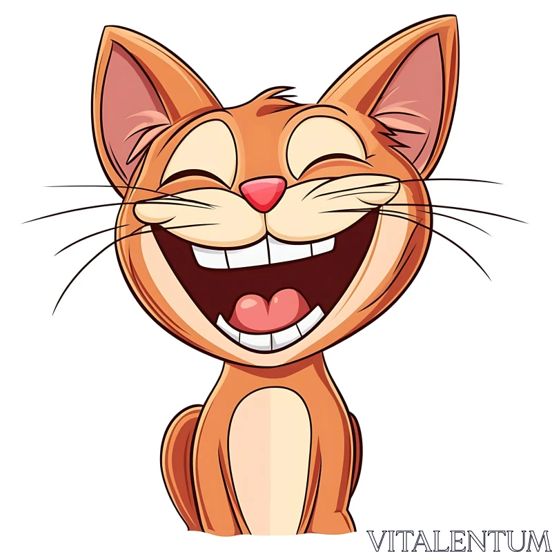 Happy Cartoon Cat with a Big Smile AI Image