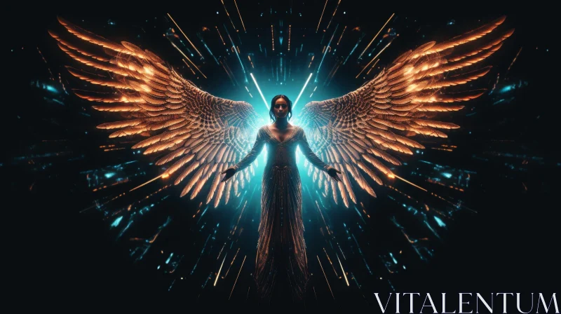 Female Angel with Outspread Wings AI Image