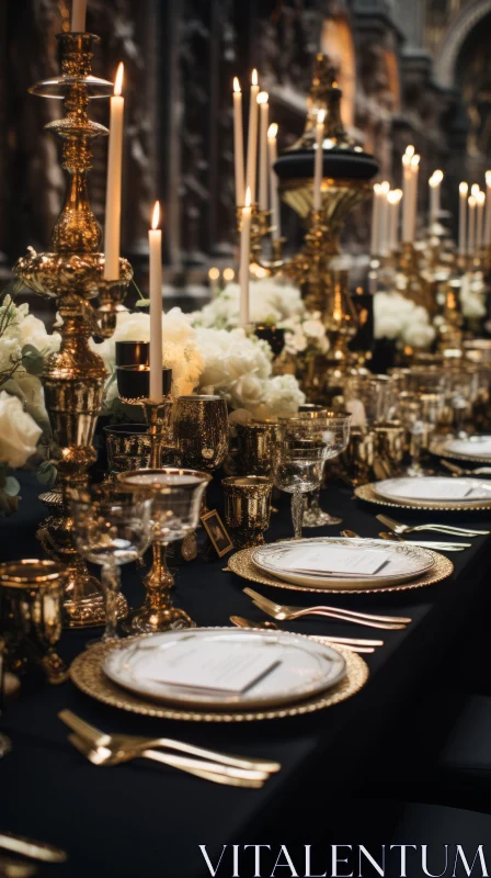 Opulent Gothic Wedding Banquet Setting AI Image