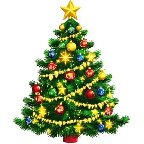 Festive Christmas Tree with Colorful Decorations